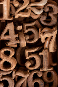 A pile of wooden numbers