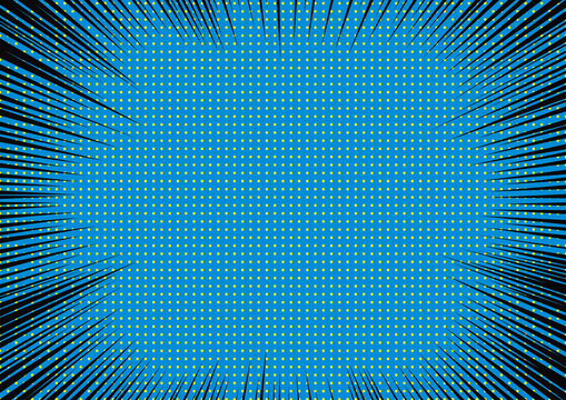 Fine dots and concentrated lines background (cyan), abstract, comic
