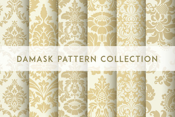 Set of Vector seamless damask patterns. Rich ornament, old Damascus style pattern