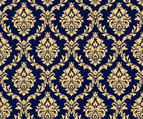 Vector seamless damask gold patterns. Rich ornament, old Damascus style gold pattern - 263834895
