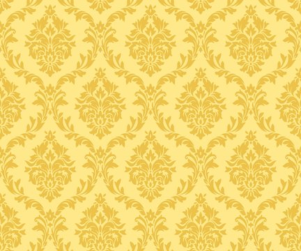 Vector Seamless Damask Gold Patterns. Rich Ornament, Old Damascus Style Gold Pattern