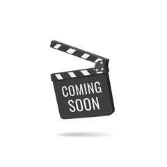 Coming Soon Clapper board isolated on white background