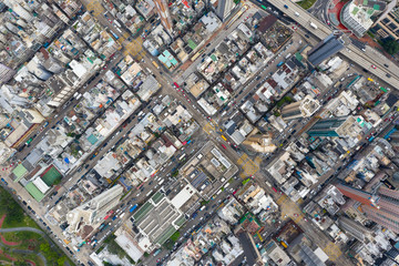 Top down view of Hong Kong city