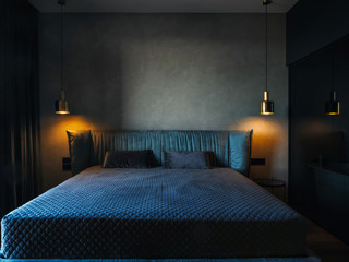 Elegant dark interior of bedroom