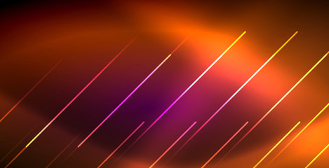 Neon glowing lines, magic energy space light concept, abstract background wallpaper design