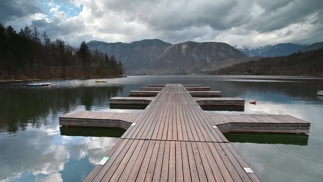 Video with a beautiful view of Bohinj lake coast in Slovenia