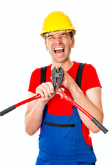 accident at work -  worker with bolt-clipper