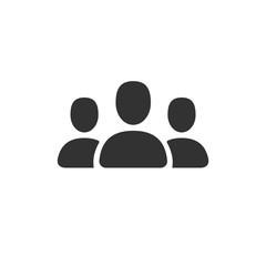 Person icon, people vector sign, human group for social media, business staff symbol isolated on white.