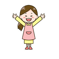 大喜びする女性　ポーズ　イラスト