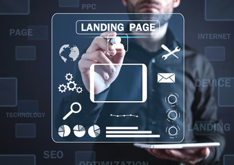 Online web business. Landing page. Internet, technology, business