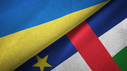 Ukraine and Central African Republic two flags textile fabric texture