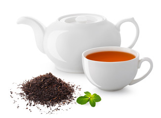tea white teapot isolated  with clipping path