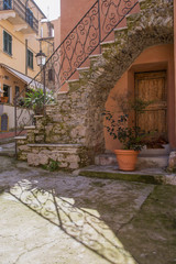 Fototapeta na wymiar stairs monte marcello liguria italy