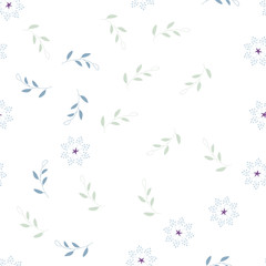 Seamless pattern of abstract branches and flowers on a white background. hand drawn vector