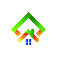 real estate logo, house with arrow, logo design