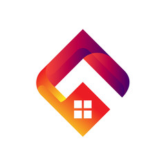 real estate logo, square house with window