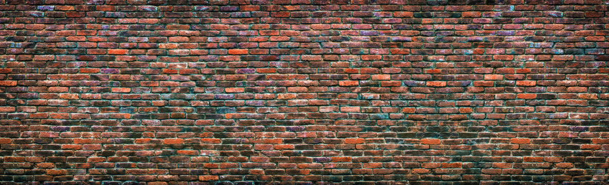 Colorful brick wall background. Old masonry texture
