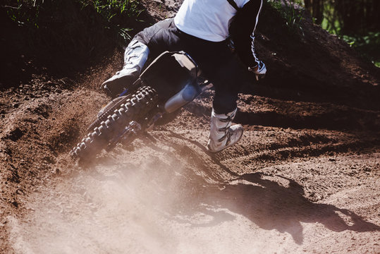 Motocross driver turning