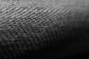febric texture in macro view, the texture line in black and white color