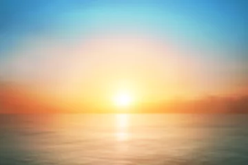 Foto op Plexiglas Ochtendgloren Zonsopgang horizon koele zee achtergrond op horizon tropisch zandstrand  ontspannende vakantie in de buitenlucht
