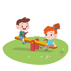 kids children playing playground vector illustration