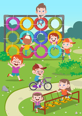 Fototapeta na wymiar kids children playing playground vector illustration