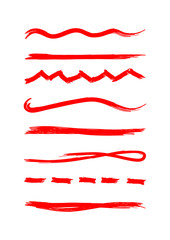 Grunge set of drawn by hand underscores. Vector illustration.