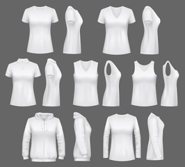 Women white tank top t-shirts, sportswear mockups
