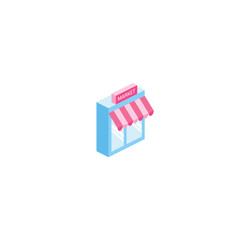 Store market isometric 3d icon. Creative illustration idea.