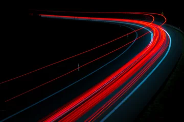 Fototapeten Lichter von Autos mit Nacht © Krzysztof Bubel
