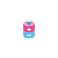 Battery 3D flat isometric icon symbol. Flat creative illustration idea.