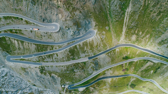 A switchback road.