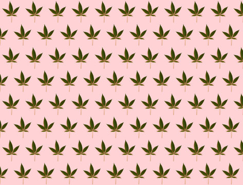 Cannabis Leaf Pattern on Pink