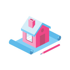 House building 3D Vector Isometric icon