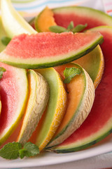 watermelon and melon slices