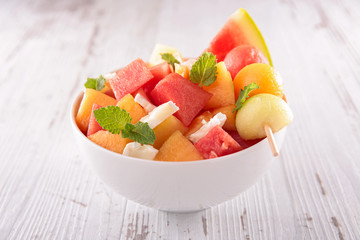 bowl of melon and watermlon salad