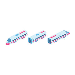 High-speed train isometric 3d vector icon illustrate