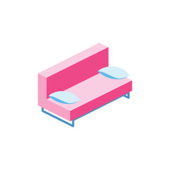 Sofa with pillows isometric 3d vector icon illustrate