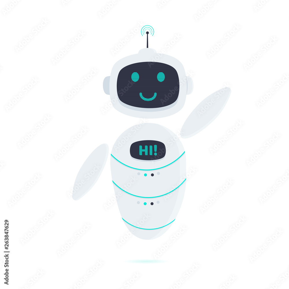 Poster robot cat chatbot icon sign flat style design vector illustration isolated on white background. cute