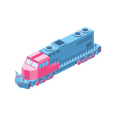 Freight train locomotiv 3d Vector Isometric icon illustration
