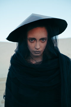 Young model with strange makeup