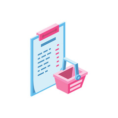 Price store 3d vector icon isometric pink and blue color minimalism illustrate
