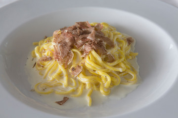 Tartufo Bianco or white Truffles with spaghetti