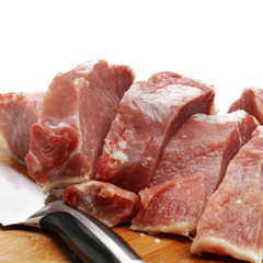 Fresh raw pork on white background