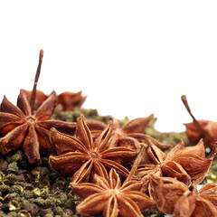 Dried Spices on the white background