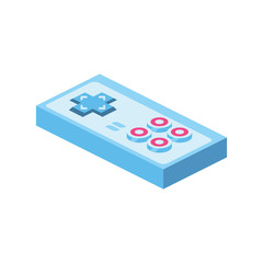 Game controller 3d vector icon isometric pink and blue color minimalism illustrate