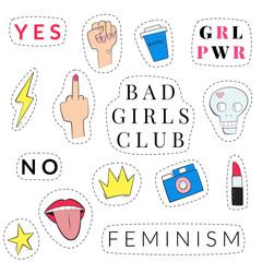 Feminist Stickers Set. Bright, multicolored signs and symbols - 263850047