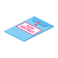Top secret 3d vector icon isometric pink and blue color minimalism illustrate