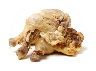 Cooked chicken leg on white background 