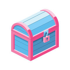 Chest 3d vector icon isometric pink and blue color minimalism illustrate